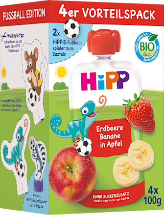 Quetschie Hippis Erdbeere-Banane in Apfel  ab 1 Jahr (4x100 g) HiPP