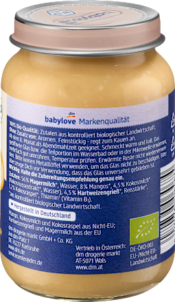 Abendbrei Milchbrei Mango, Kokos ab dem 8. Monat babylove