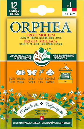 Lističi proti moljem z vonjem Sandal-bergamot Orphea