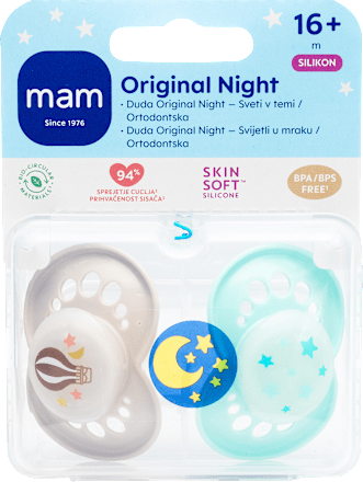 Silikonska noćna duda Original Night, više vrsta, 16+ mj.  mam