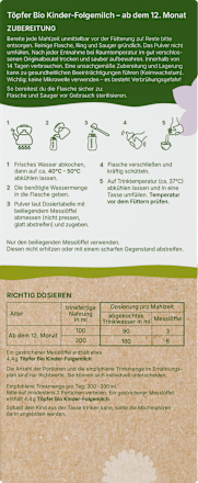 Folgemilch Kinder ab dem 12. Monat Töpfer