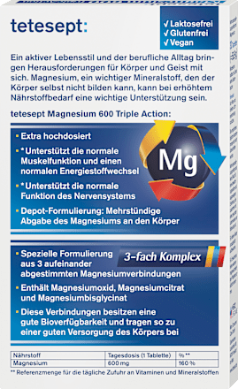Magnesium 600 Triple Action Tabletten 30 St tetesept