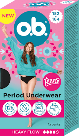 Menštruačné nohavičky teens, veľ 152-164 Heavy Flow o.b.