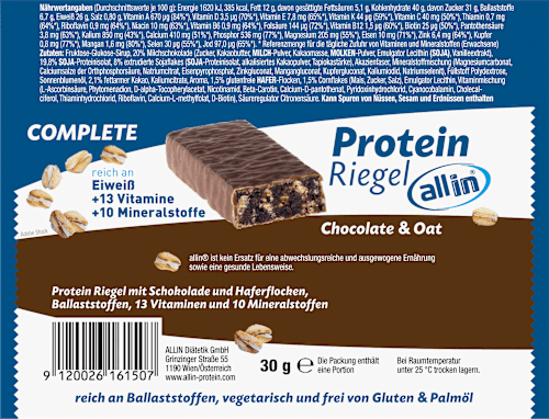 Complete Protein Riegel Chocolate & Oat all in