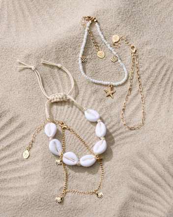 Fußketten mit Muscheln, Gold-Optik ebelin