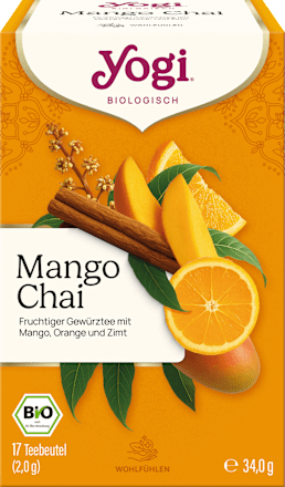 Gewürztee "Mango Chai" mit Mango, Orange & Zimt (17 Beutel) YOGI TEA