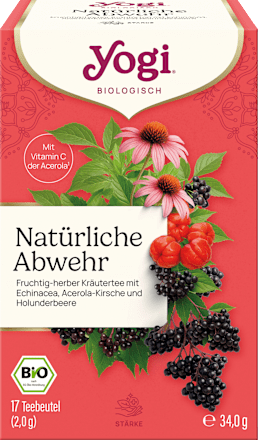 Kräutertee "Natürliche Abwehr" mit Echinacea, Acerola-Kirsche & Holunderbeere (17 Beutel) YOGI TEA