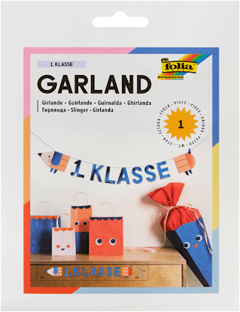 Girlande aus Karton, Schulanfang/1.Klasse, mehrfarbig (12,5x14,5x300 cm) folia