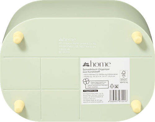 Schreibtisch-Organizer aus Kunststoff, mint/gelb (22,5x15,5x14 cm) dm home
