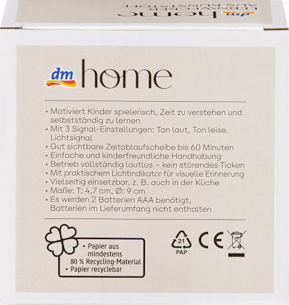 Wecker/Lernuhr aus Kunststoff, gelb (9x4,7cm)  dm home