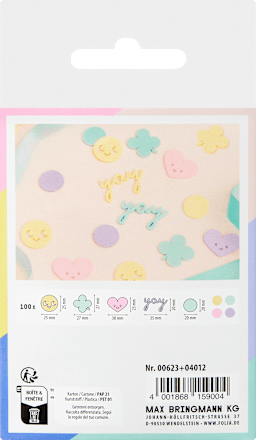 Streukonfetti-Mix aus Acryl, Smileys/Herzen/Konfetti, pastell (2,6x9x12 cm) folia