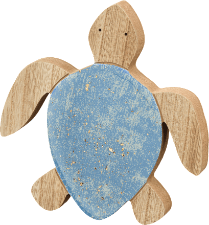 Holzaufsteller Schildkröte mit Goldsprenkeln, natur-blau BOLTZE