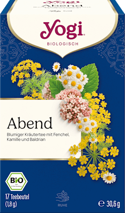 Kräutertee "Abend" mit Fenchel, Kamillenblüten & Baldrian (17 Beutel) YOGI TEA