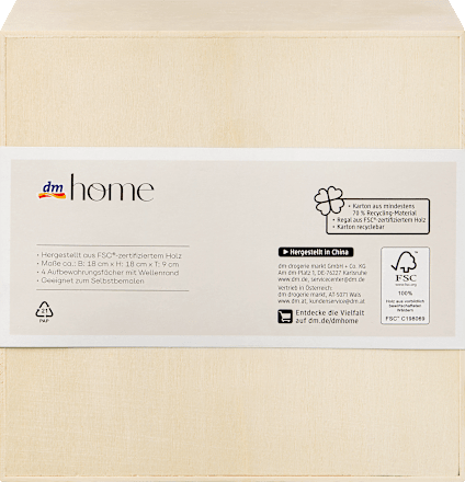 Regal aus Holz, natur (18x18x9 cm)  dm home