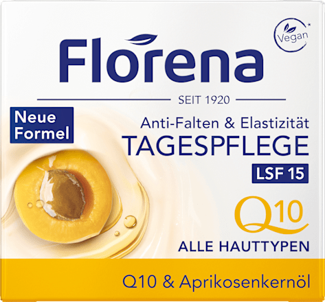 Gesichtscreme Q10 & Aprikosenkernöl Anti-Falten & Elastizität, LSF 15 Florena