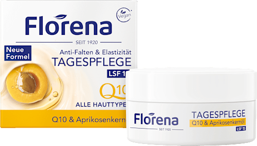 Gesichtscreme Q10 & Aprikosenkernöl Anti-Falten & Elastizität, LSF 15 Florena