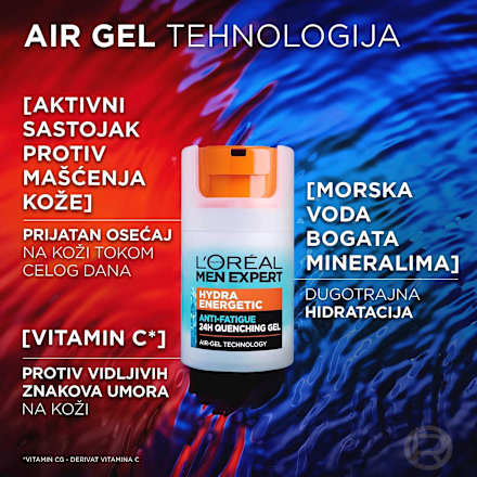 HYDRA ENERGETIC 24 QUENCHING gel za lice L'ORÉAL PARiS MEN EXPERT