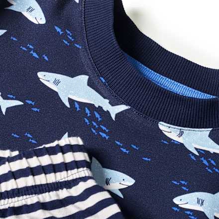 Schlafanzug mit Haifisch-Muster, blau, Gr. 92 ALANA