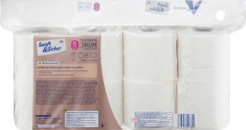 Toilettenpapier Deluxe 5-lagig (8x130 Blatt) Sanft&Sicher