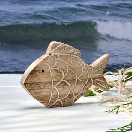 Fisch aus Holz, natur-weiß (8,5 cm) BOLTZE