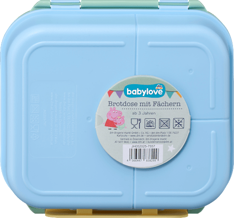 Brotdose mit Fächern hellblau/grün, Peppa Pig  babylove