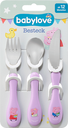 Esslernbesteck-Set flieder, Peppa Pig 3tlg babylove