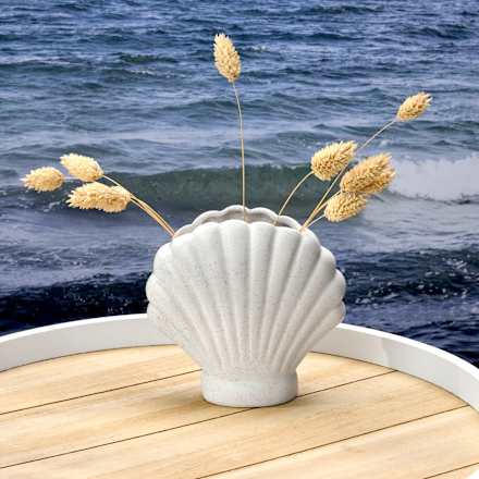 Vase Dolomit Muschel, weiß (12,5 cm) Dekorieren & Einrichten