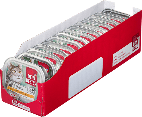 Dein Bestes Nassfutter Katze reich an Huhn, Senior, Multipack (14x100 g),  1,4 kg dauerhaft gnstig online kaufen | dm.de
