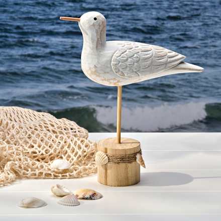 Holzmöwe auf Sockel mit Muscheln Dekorieren & Einrichten