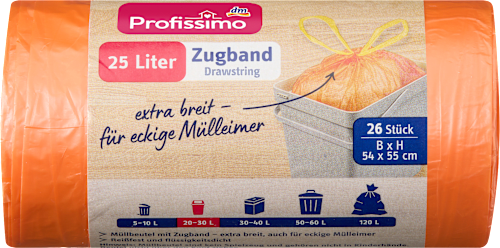 Müllbeutel 25 l mit Zugband Profissimo