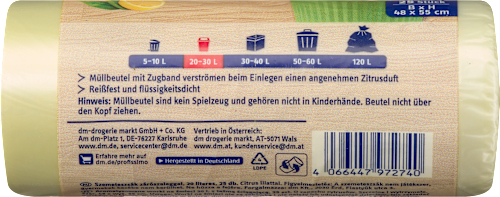 Müllbeutel 20 l mit Zugband & Zitrusduft Profissimo