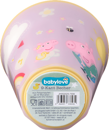 Trinkbecher pink 9-Kant Peppa Wutz ab 12 Monate babylove