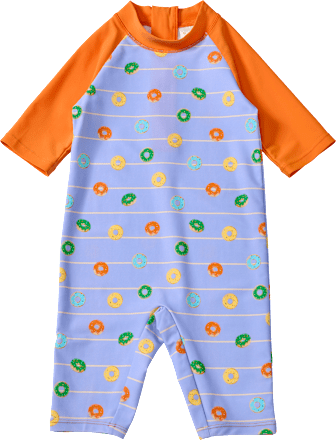 UV Badeoverall mit Donut-Muster, lila & orange, Gr. 86/92 PUSBLU