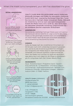 Gesichtsmaske Glass-Skin Hydrogel Kollagen & PDRN Yeauty