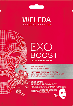 Maschera viso in tessuto EXO BOOST GLOW al melograno WELEDA