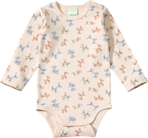 Body Langarm mit Ballontier-Muster, beige, Gr. 62/68 ALANA