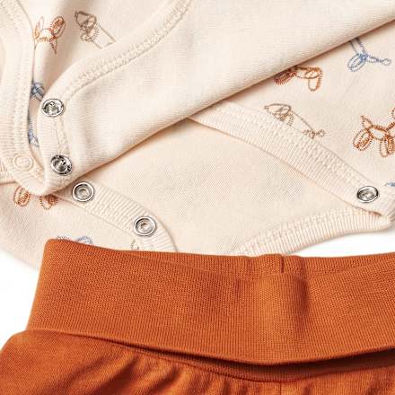 Set mit Wickelbody und Hose, beige + braun, Gr. 50/56 ALANA