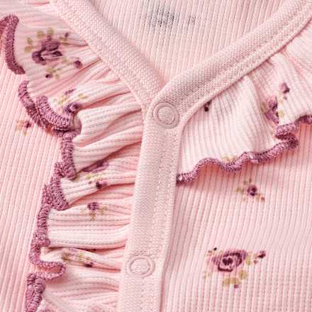 Schlafanzug mit Ripp-Struktur & Blumen-Muster, rosa, Gr. 62/68 ALANA