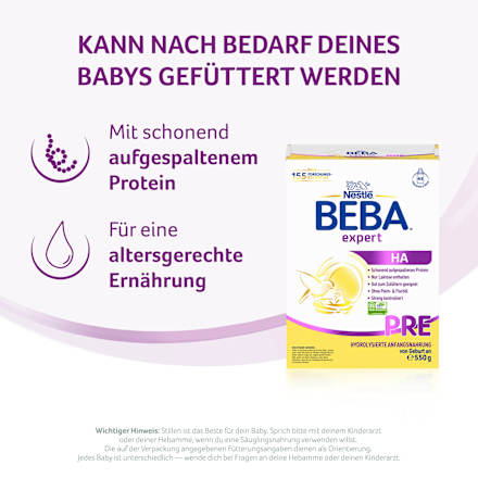 Anfangsmilch Expert HA Pre von Geburt an Nestlé BEBA