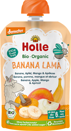Quetschie Banana Lama, Banane, Apfel, Mango & Aprikose ab 6 Monaten Holle