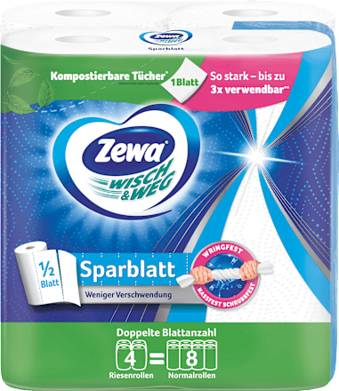 Küchenrolle Wisch&Weg Sparblatt Riesenrolle (4x148 Blatt) Zewa