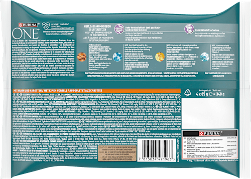 Nassfutter Katze Sensitive mit Huhn & Karotten, Multipack (4x85 g) PURINA ONE