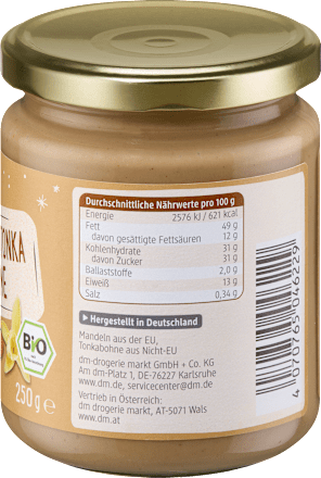 Crema spalmabile di mandorle Bio e fava Tonka Bio dmBio