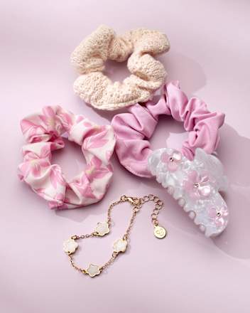 Scrunchies creme/rosa ebelin