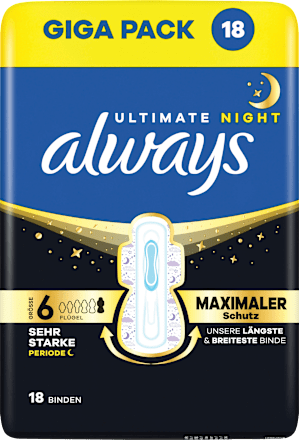 Binden Ultra Max Protection Ultimate Night mit Flügeln Gr. 6 always