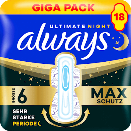 Binden Ultra Max Protection Ultimate Night mit Flügeln Gr. 6 always