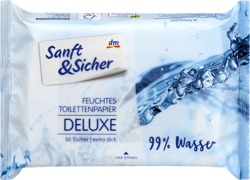 vlhčený toaletní papír Deluxe 99 % vody Sanft&Sicher