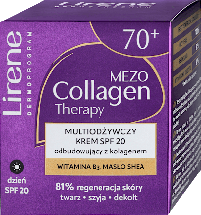 Multiodżywczy krem SPF 20 odbudowujący z kolagenem 70+, na dzień Lirene
