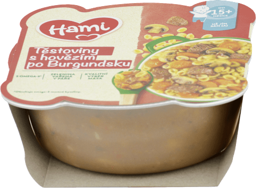 Príkrm cestoviny s hovädzím po Burgundsky Hami