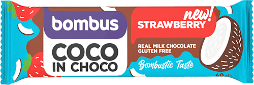 tyčinka Coco in Choco s příchutí jahoda bombus